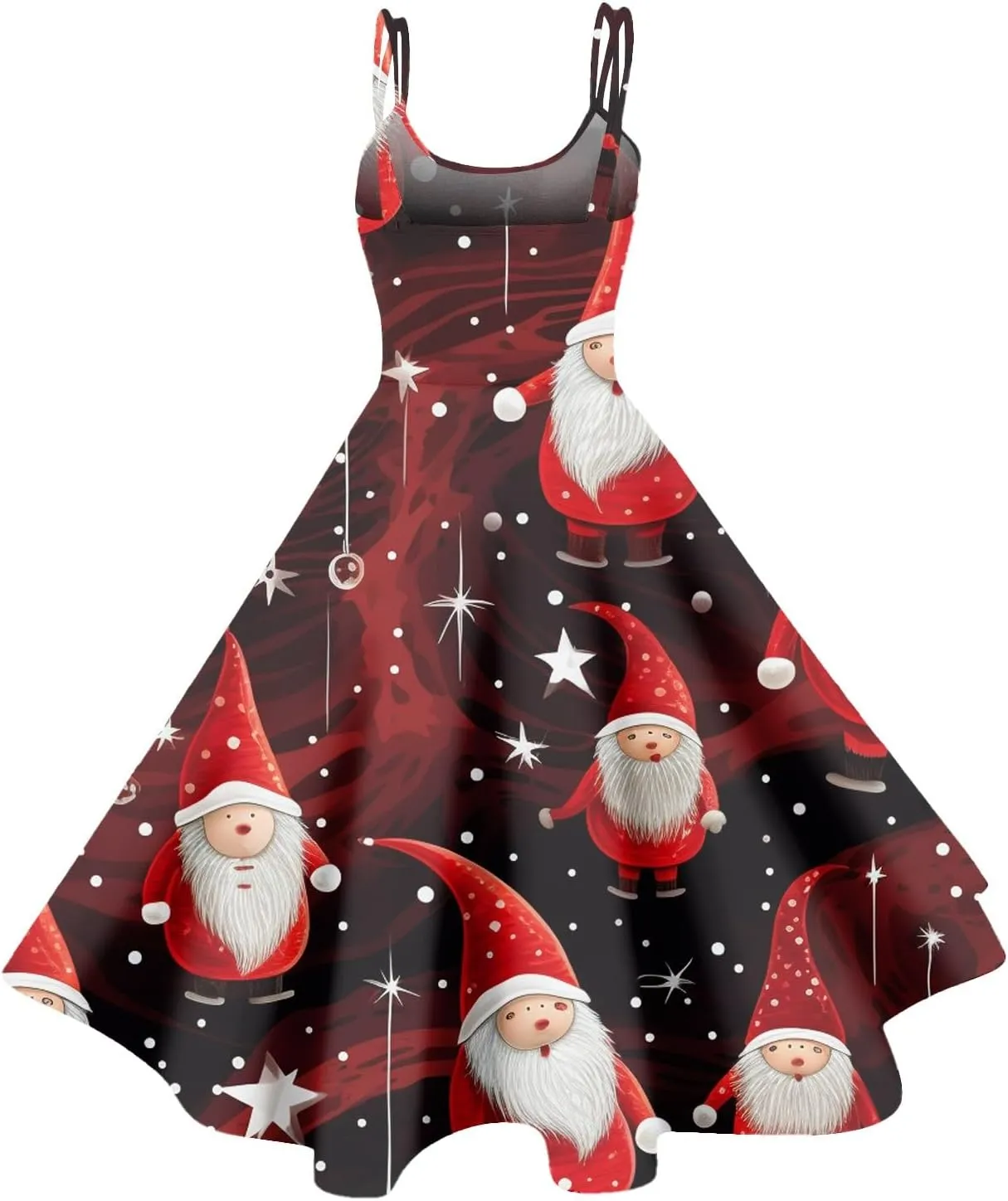 Christmas Dresses for Women Vintage Cocktail Swing Vacation Knee Length Midi Casual Dresses Holiday Beach Party Dress