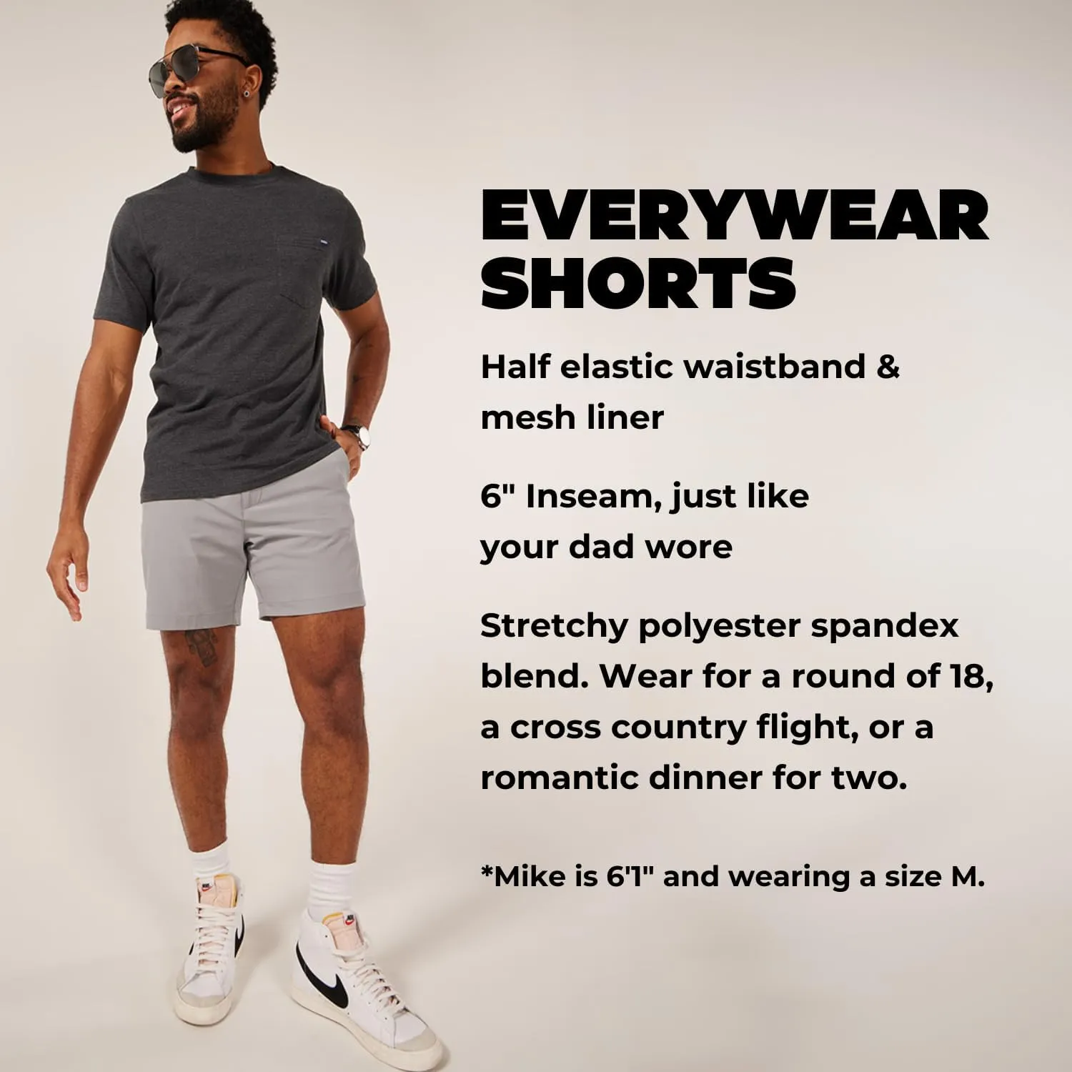Chubbies Everywear Mens Shorts  Mens Shorts Casual 6in Inseam, Elastic Waist, Water-Resistant, Zipper Pocket