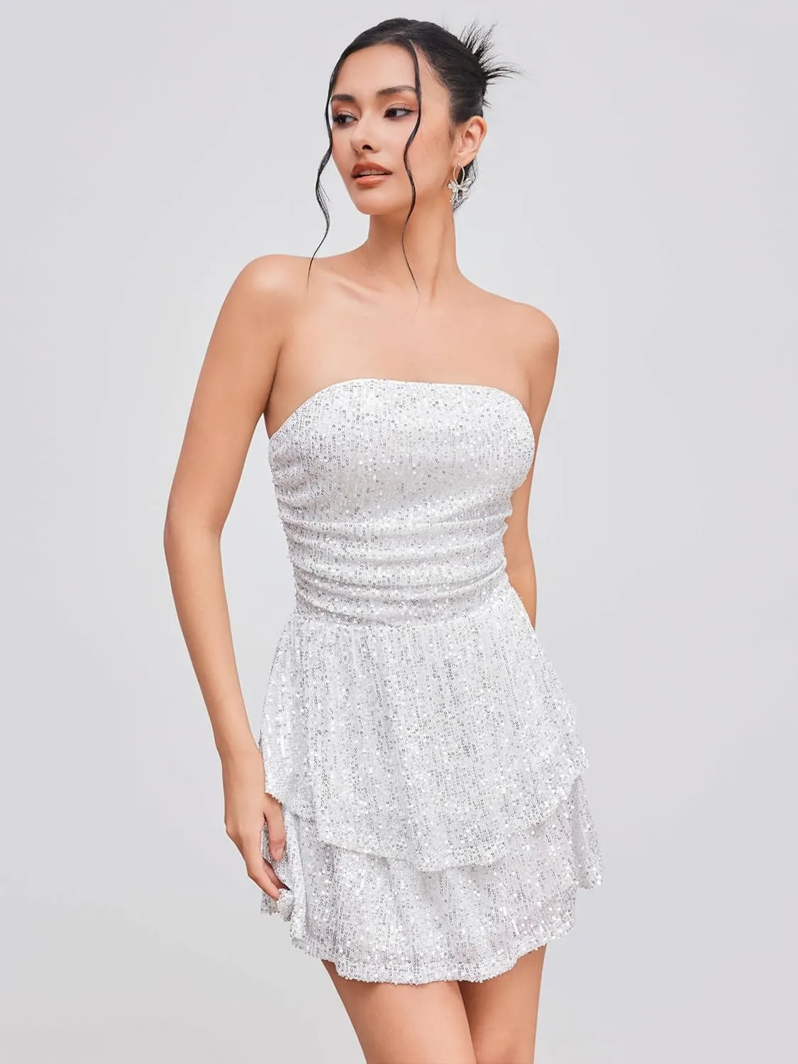 CIDER Women's Sequin Party Dress Ruched Mini Dress Bodycon Going Out Dresses Cocktail Dress A Line for Summer
