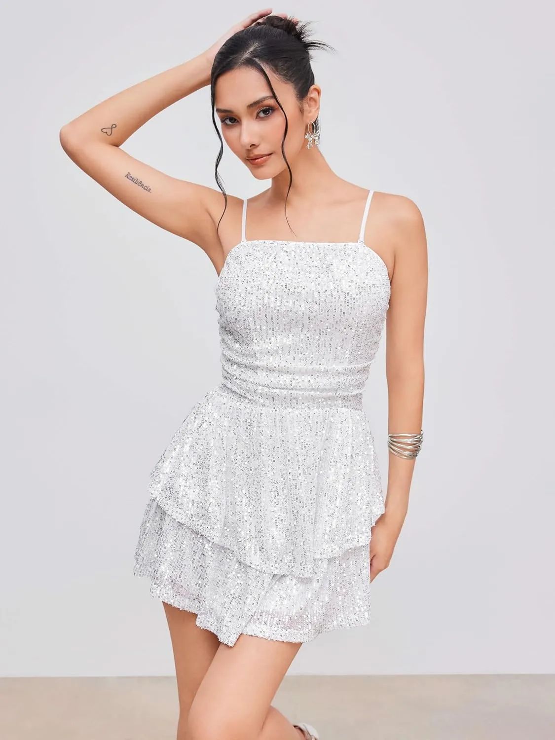 CIDER Women's Sequin Party Dress Ruched Mini Dress Bodycon Going Out Dresses Cocktail Dress A Line for Summer