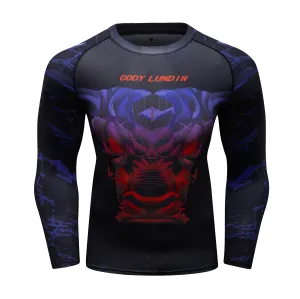 Cody Lundin - " Demon Bull "  -  Long Sleeve MMA  / BJJ  Compression Shirt / Rash Guard