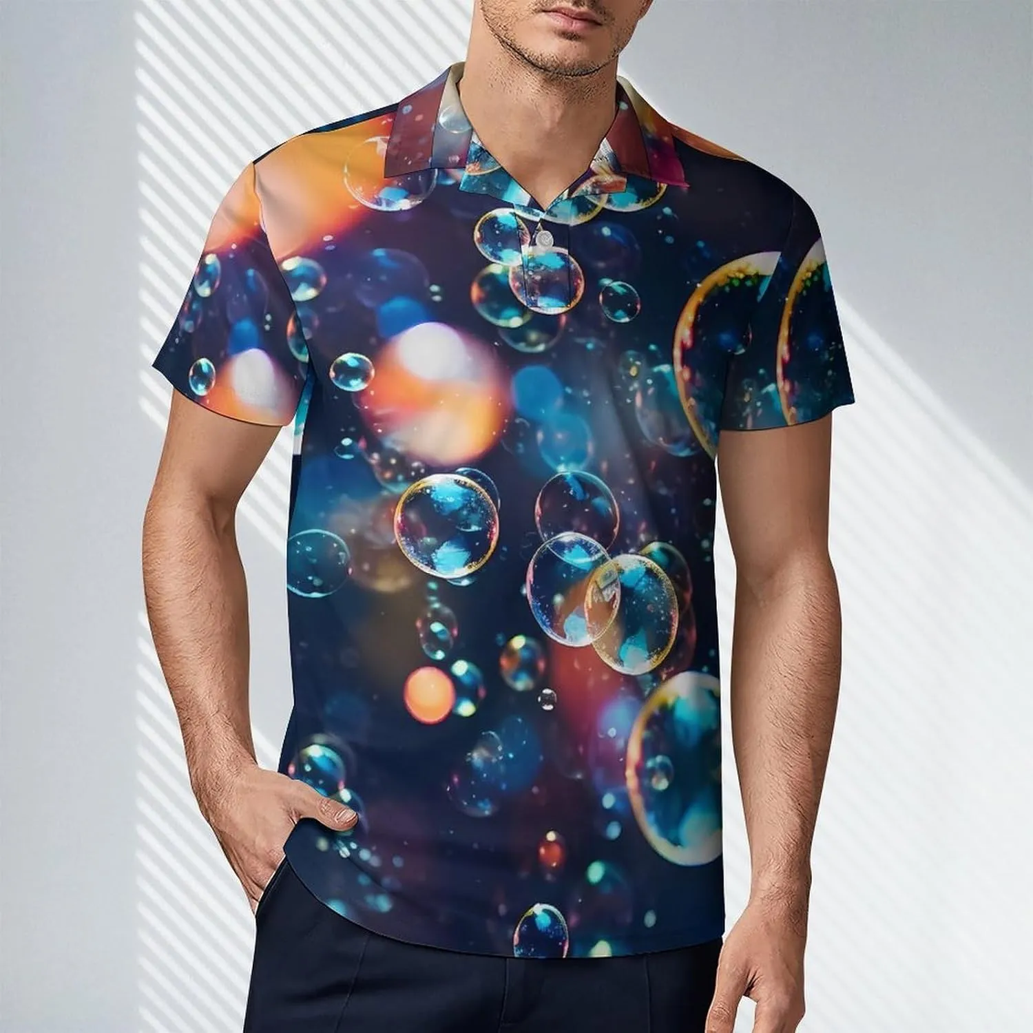 Colorful Bubble Men's Polo Shirt Short Sleeve Casual Athletic Quick Dry Golf T-Shirts