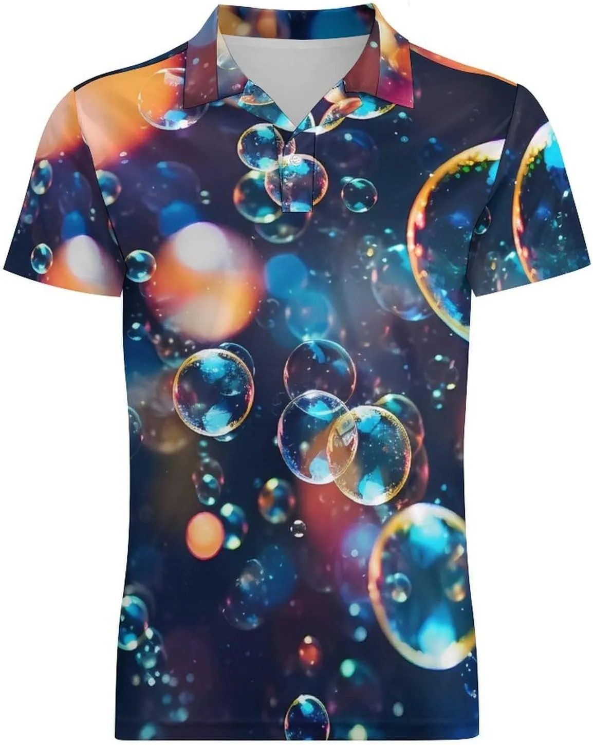 Colorful Bubble Men's Polo Shirt Short Sleeve Casual Athletic Quick Dry Golf T-Shirts