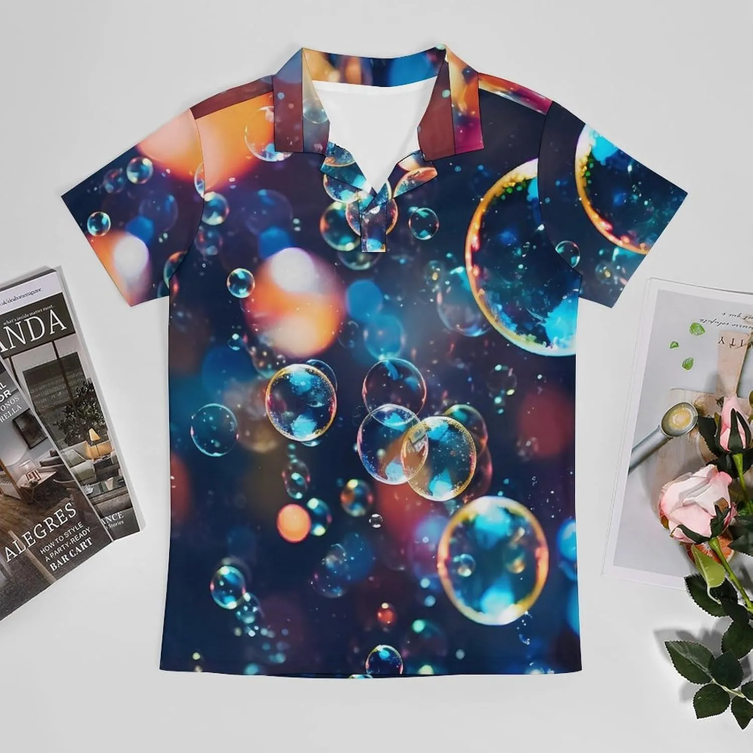 Colorful Bubble Men's Polo Shirt Short Sleeve Casual Athletic Quick Dry Golf T-Shirts