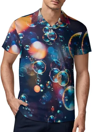 Colorful Bubble Men's Polo Shirt Short Sleeve Casual Athletic Quick Dry Golf T-Shirts