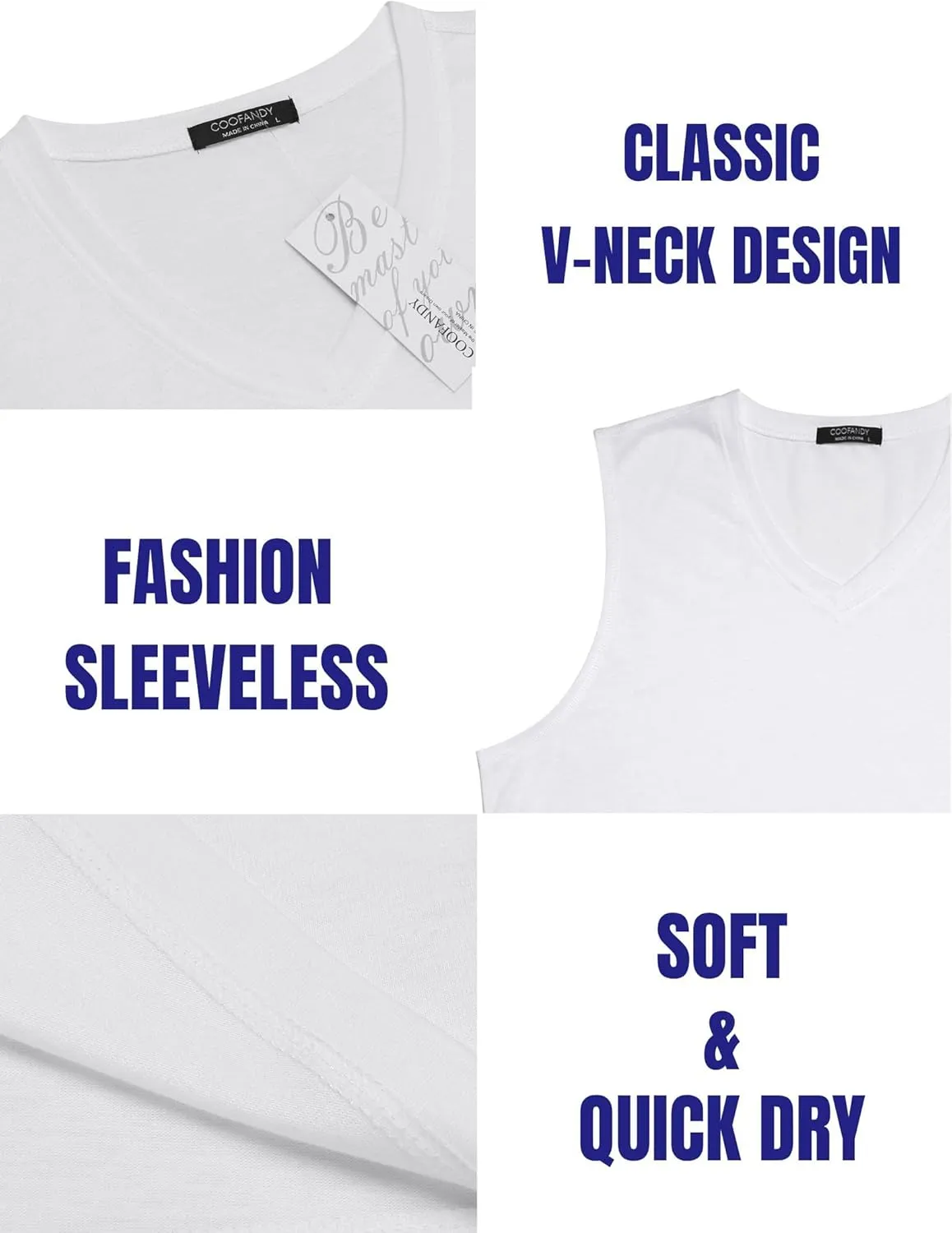 COOFANDY Men's 3 Pack Workout Tank Tops Gym Sleeveless Shirts V Neck Bodybuilding Muscle Tee Shirt