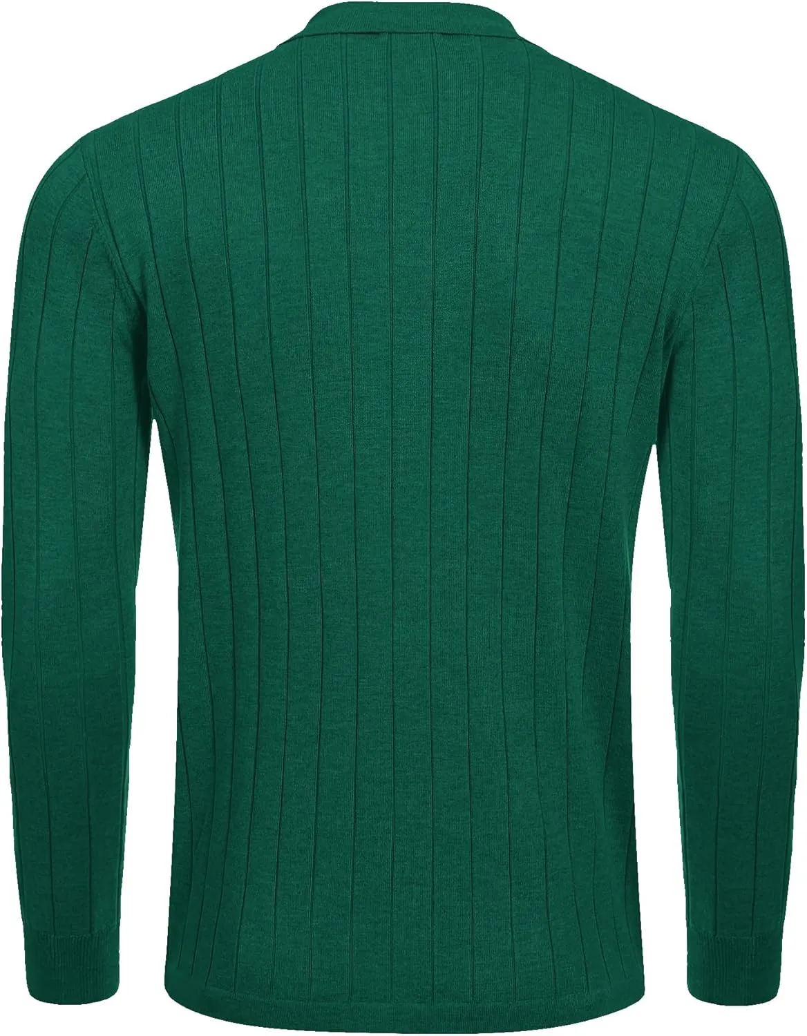 COOFANDY Men's Casual Knit Polo Shirts Long Sleeve Button Down Sweater Polo Ribbed Cardigan Sweater with Pocket
