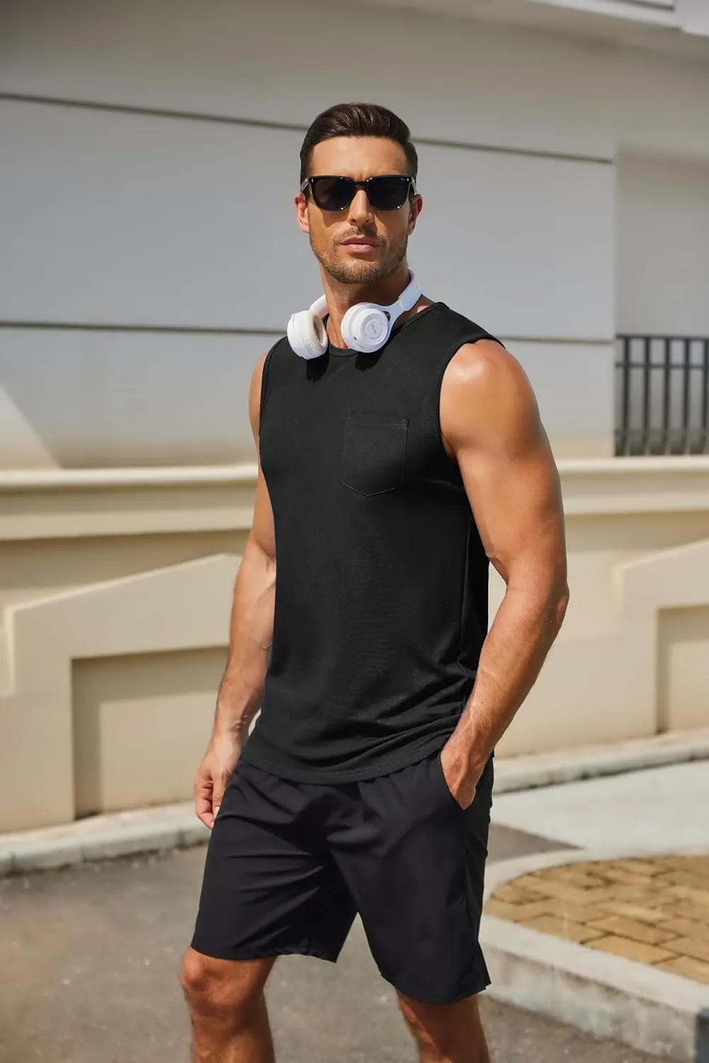 COOFANDY Men's Casual Tank Tops Quick Dry Sleeveless Shirts Cotton Pique Summer Shirt 2 Pack Muscle Tee