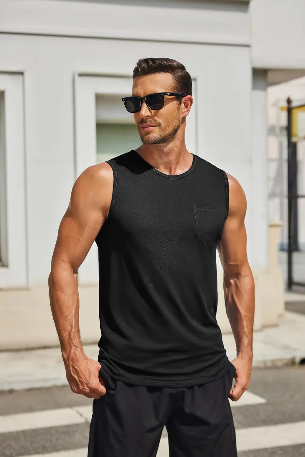 COOFANDY Men's Casual Tank Tops Quick Dry Sleeveless Shirts Cotton Pique Summer Shirt 2 Pack Muscle Tee