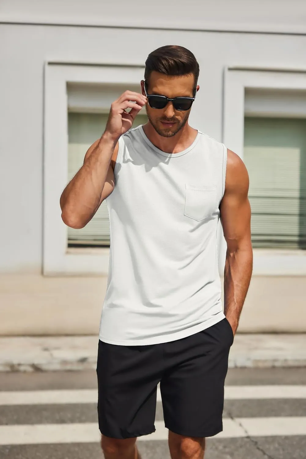 COOFANDY Men's Casual Tank Tops Quick Dry Sleeveless Shirts Cotton Pique Summer Shirt 2 Pack Muscle Tee