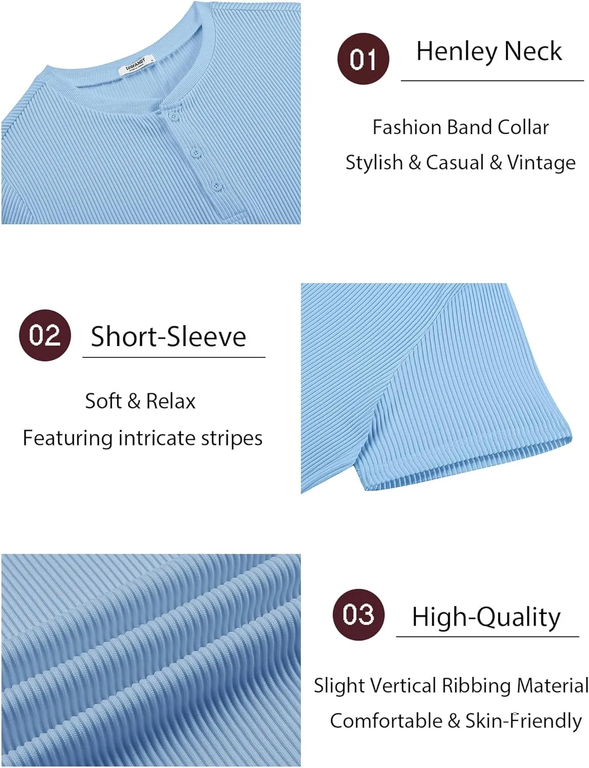 COOFANDY Men's Henley Shirts Short Sleeve Casual Tee Summer Button Henley Soild T Shirts