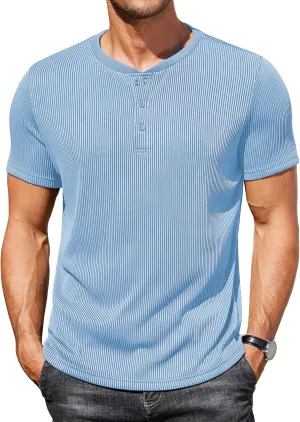 COOFANDY Men's Henley Shirts Short Sleeve Casual Tee Summer Button Henley Soild T Shirts