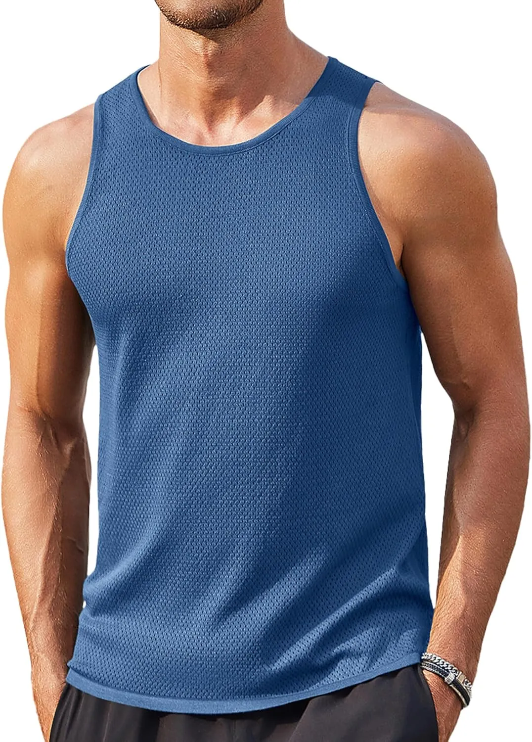 COOFANDY Mens Tank Tops Summer Beach Sleeveless Muscle Shirts Casual Knit Tanks Workout Gym Tee