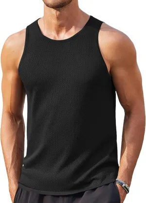 COOFANDY Mens Tank Tops Summer Beach Sleeveless Muscle Shirts Casual Knit Tanks Workout Gym Tee