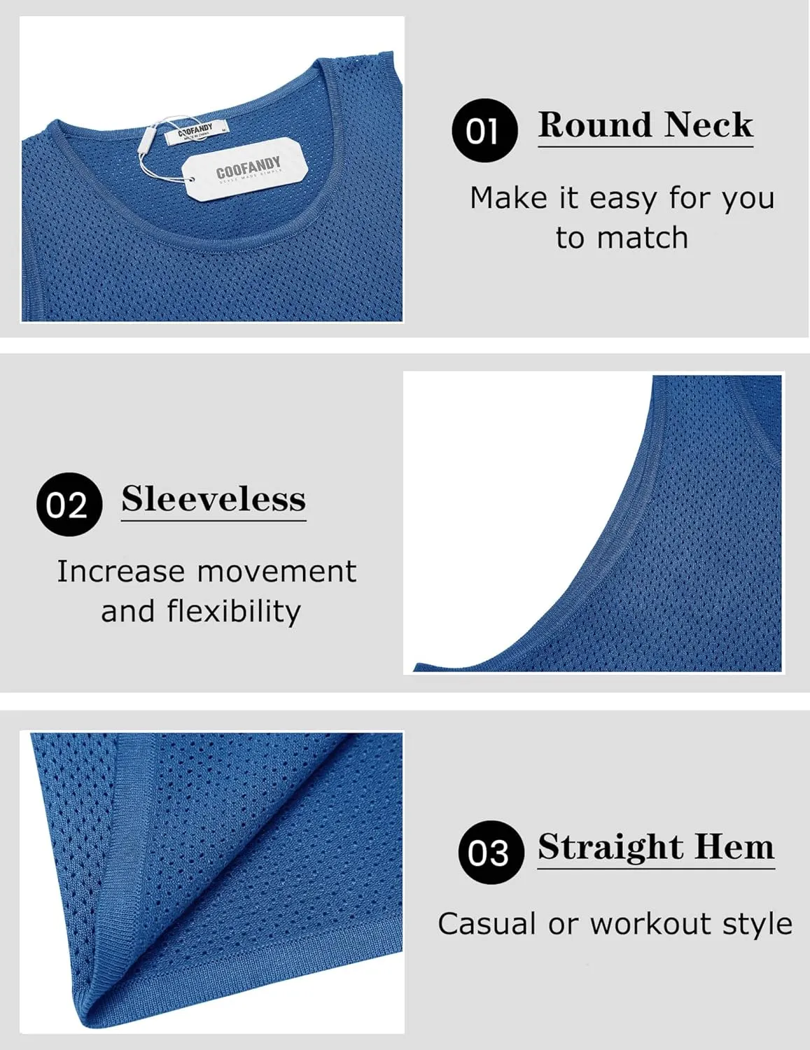 COOFANDY Mens Tank Tops Summer Beach Sleeveless Muscle Shirts Casual Knit Tanks Workout Gym Tee
