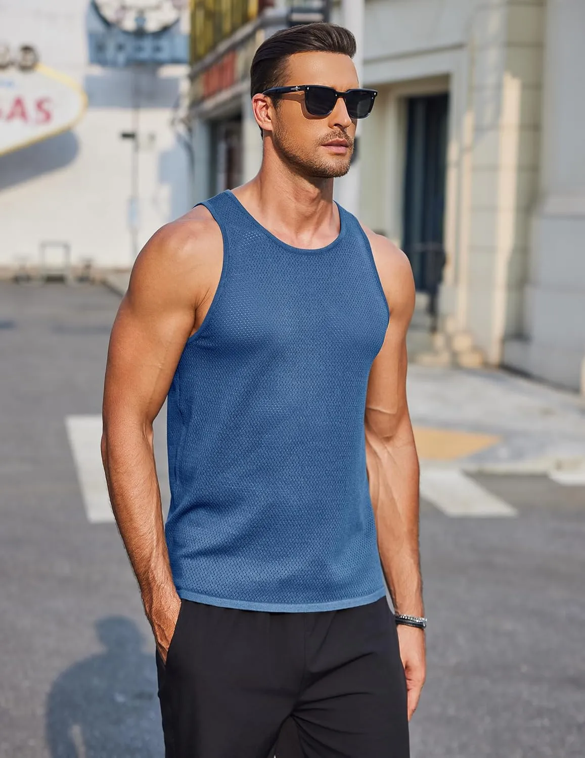COOFANDY Mens Tank Tops Summer Beach Sleeveless Muscle Shirts Casual Knit Tanks Workout Gym Tee