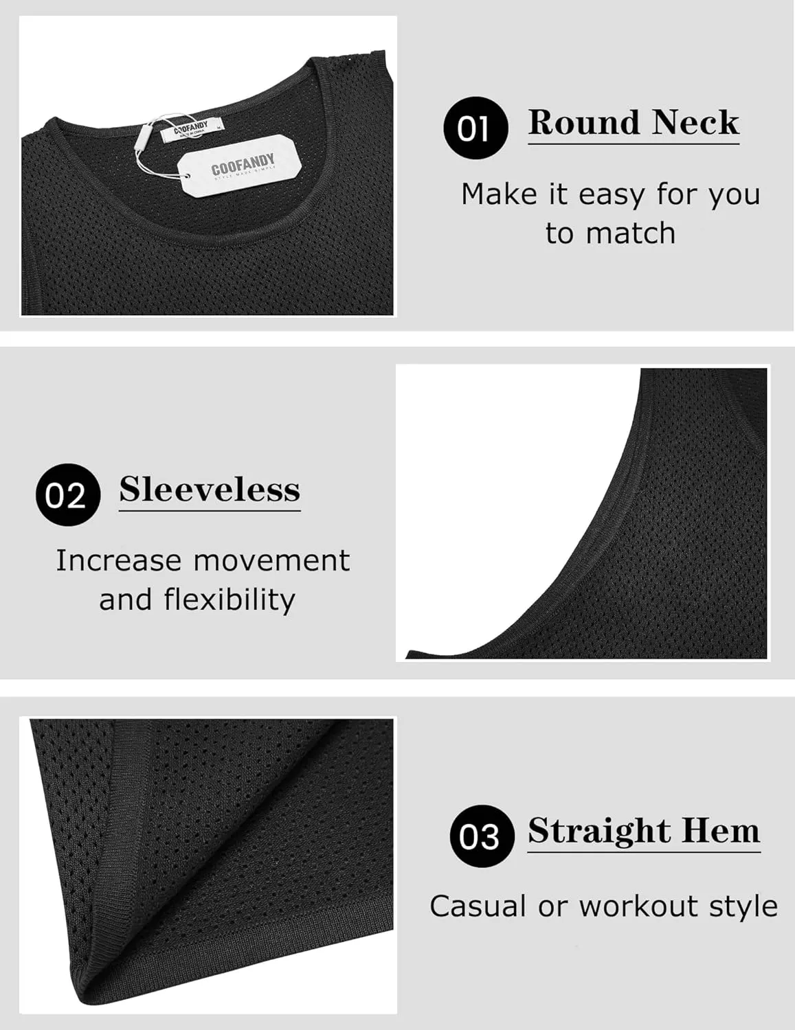 COOFANDY Mens Tank Tops Summer Beach Sleeveless Muscle Shirts Casual Knit Tanks Workout Gym Tee