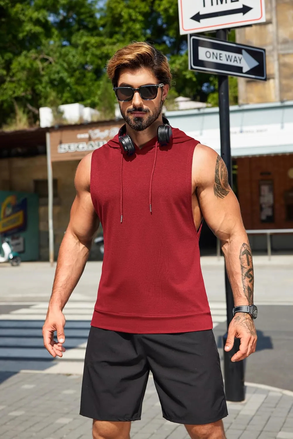 COOFANDY Sleeveless Hoodies for Men Workout Hooded Tank Tops Muscle Cut Off Shirts Bodybuilding Gym Shirt