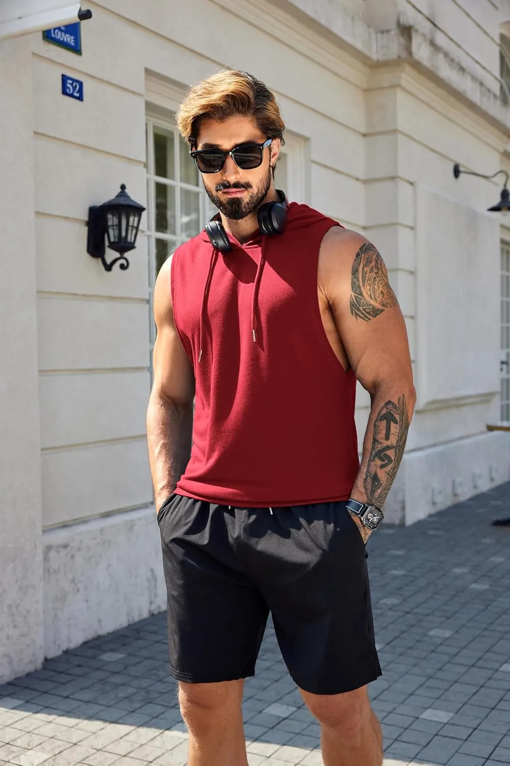 COOFANDY Sleeveless Hoodies for Men Workout Hooded Tank Tops Muscle Cut Off Shirts Bodybuilding Gym Shirt
