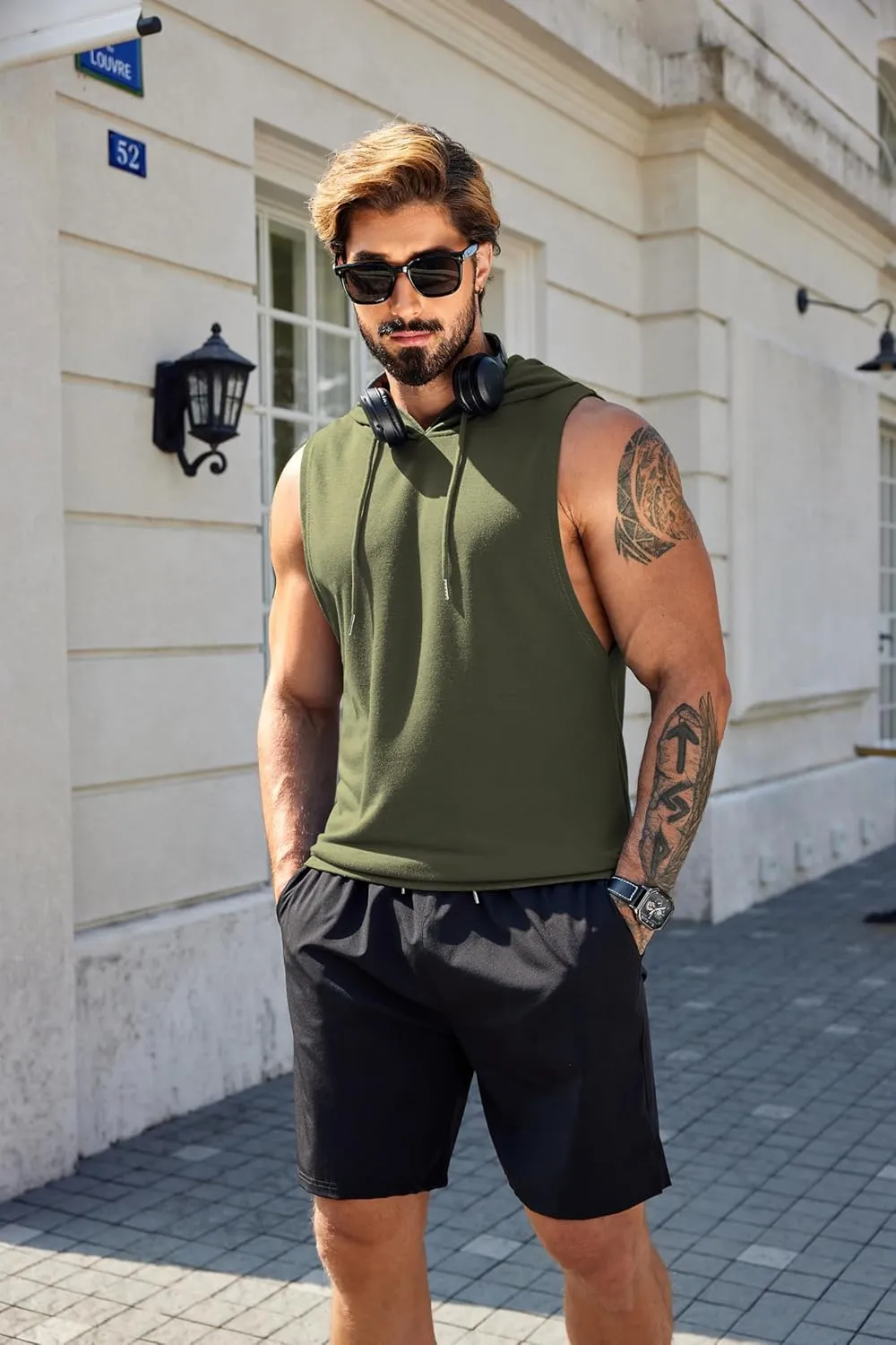 COOFANDY Sleeveless Hoodies for Men Workout Hooded Tank Tops Muscle Cut Off Shirts Bodybuilding Gym Shirt