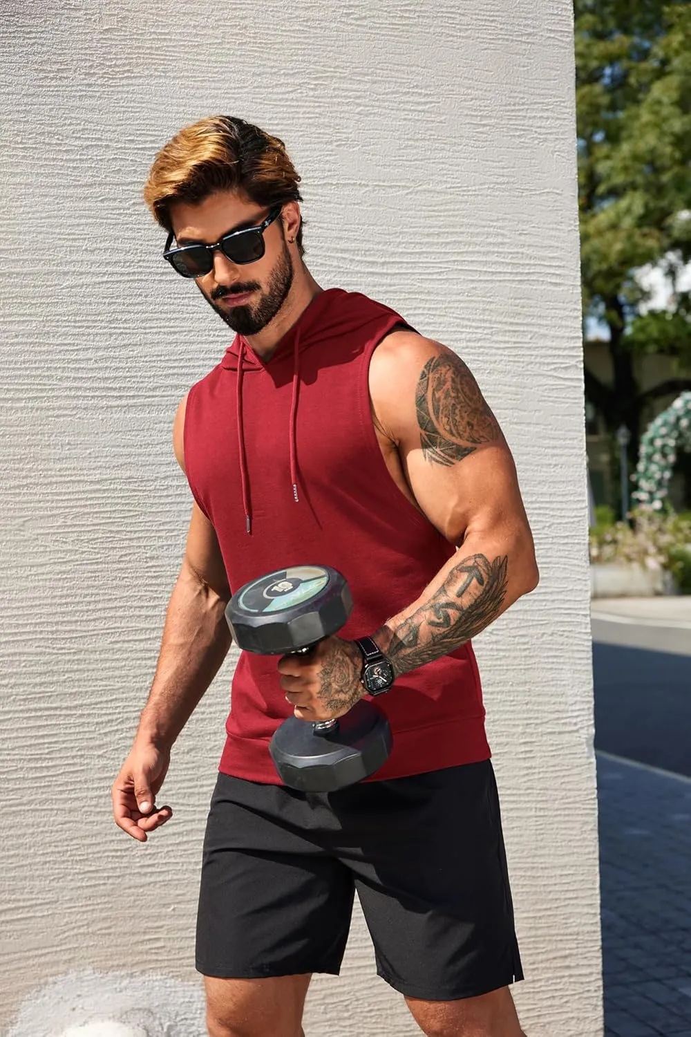COOFANDY Sleeveless Hoodies for Men Workout Hooded Tank Tops Muscle Cut Off Shirts Bodybuilding Gym Shirt