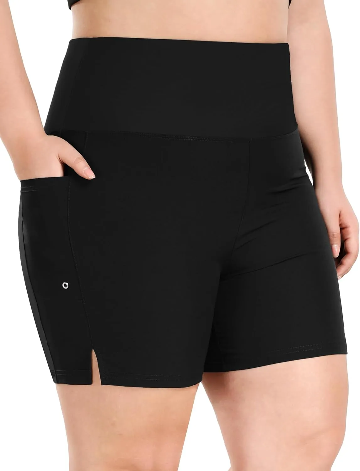 COOTRY Womens 5'' Plus Size Swim Board Shorts High Waisted Quick Dry Beach Shorts Swimsuit Bottoms with Pockets