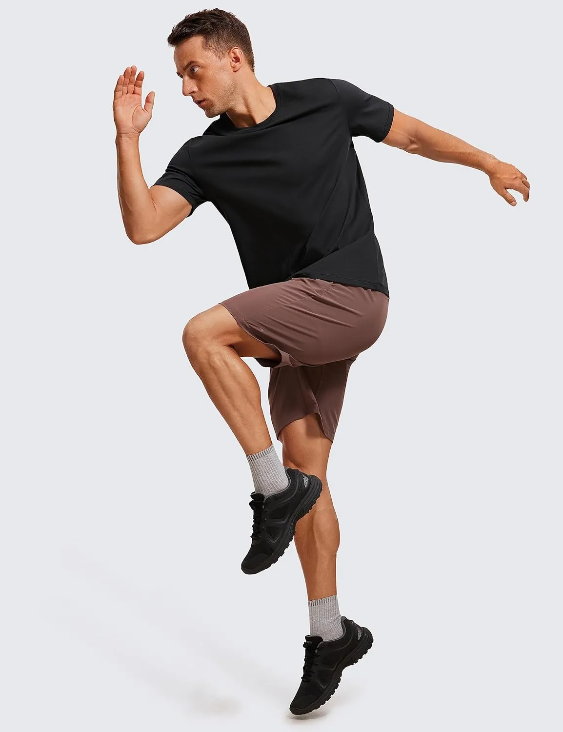 CRZ YOGA Men's Cotton Polyester Short Sleeve T-Shirt Classic Fit Casual Workout Tops Soft Premium Tee