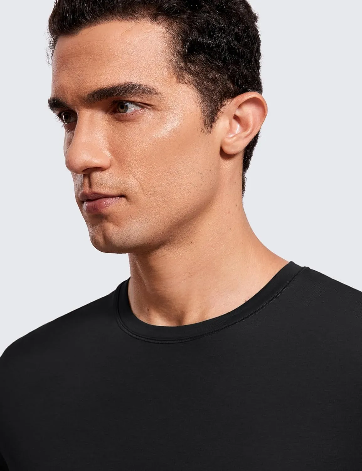 CRZ YOGA Men's Cotton Polyester Short Sleeve T-Shirt Classic Fit Casual Workout Tops Soft Premium Tee