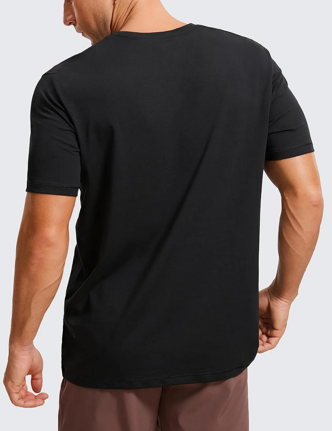 CRZ YOGA Men's Cotton Polyester Short Sleeve T-Shirt Classic Fit Casual Workout Tops Soft Premium Tee