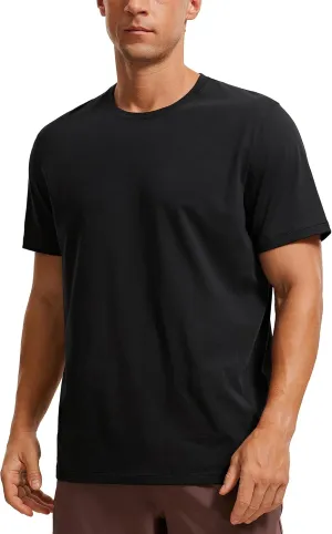 CRZ YOGA Men's Cotton Polyester Short Sleeve T-Shirt Classic Fit Casual Workout Tops Soft Premium Tee