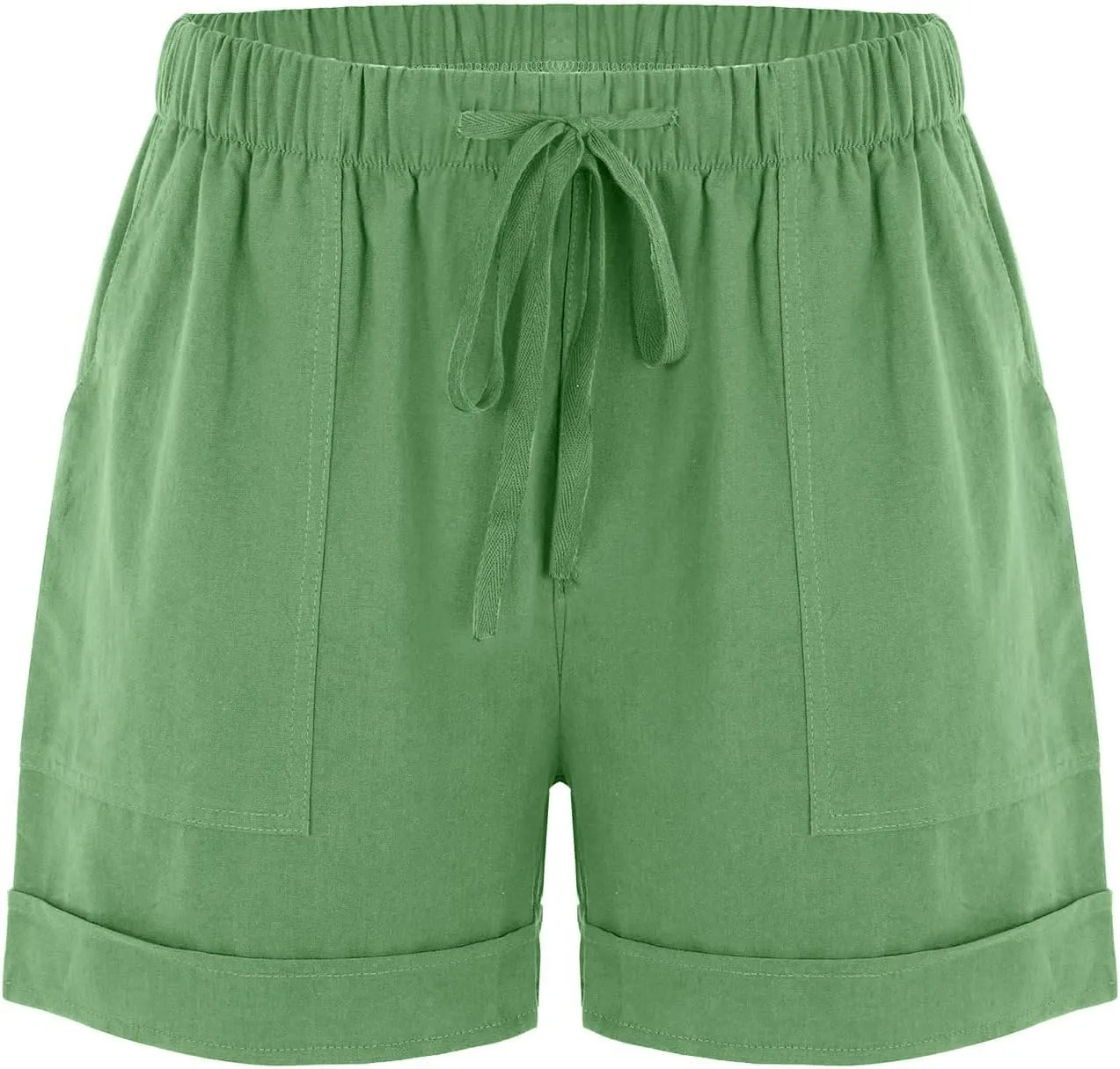 DASAYO Summer Casual Wide Leg Shorts for Women Drawstring Elastic Waist Pocketed Short Solid Color Loose Fitt Trendy Trousers
