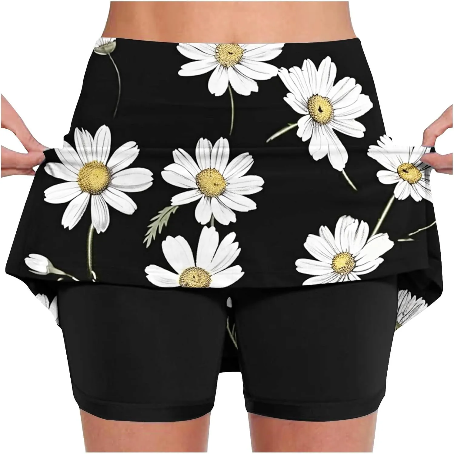 DDAPJ pyju Women's Active Skort Summer Cute Floral Print Tennis Skirt with Shorts Running Golf Workout Skort for Ladies