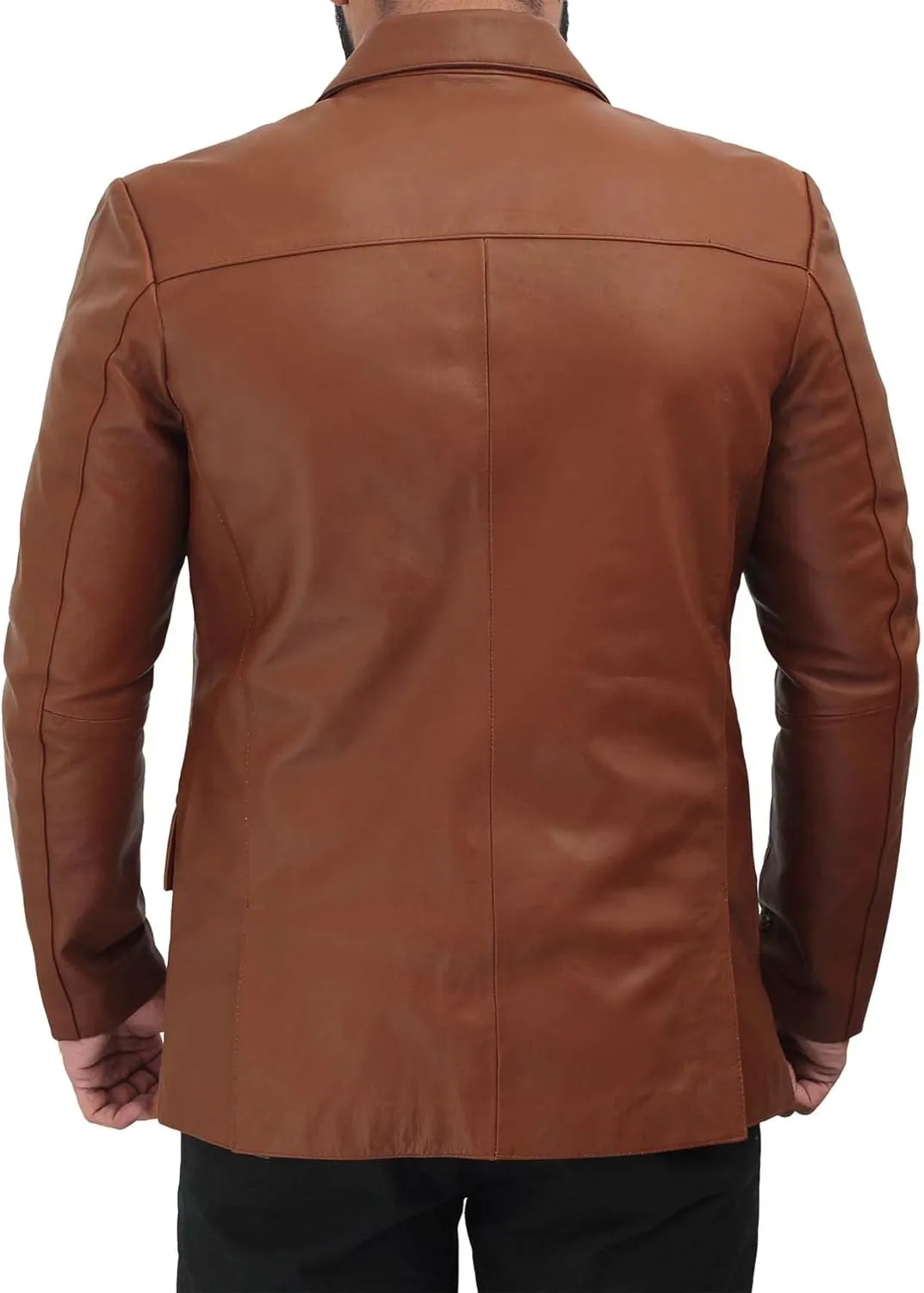 Decrum Leather Blazer for Men - Real Lambskin Coat Style Casual Mens Blazer Jacket