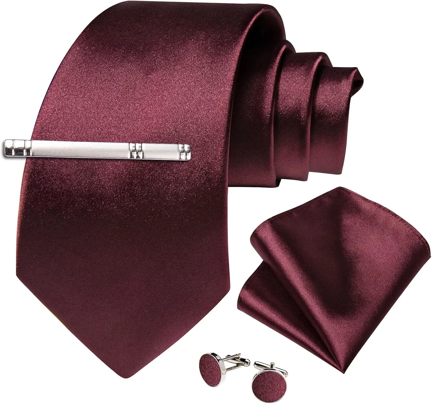 DiBanGu Men's Satin Suit Vest & Tie Set 5PCS Solid Color Dress Waistcoat for Suit or Tuxedo Wedding Party