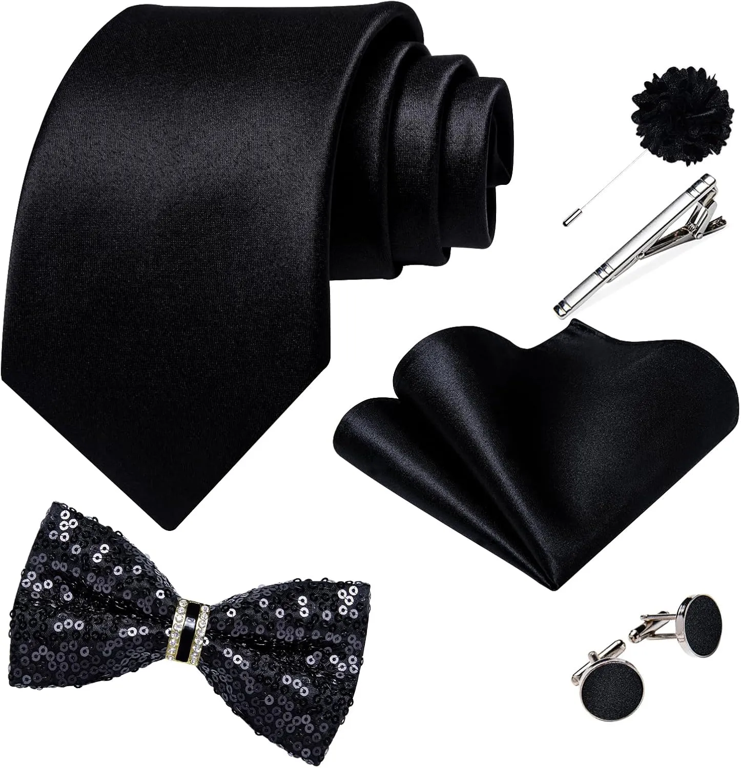 DiBanGu Mens Sequin Suit Vest and Tie Set, Shiny Dress Waistcoat & Bowtie with Tie Clip Lapel Pin for Party Prom Wedding