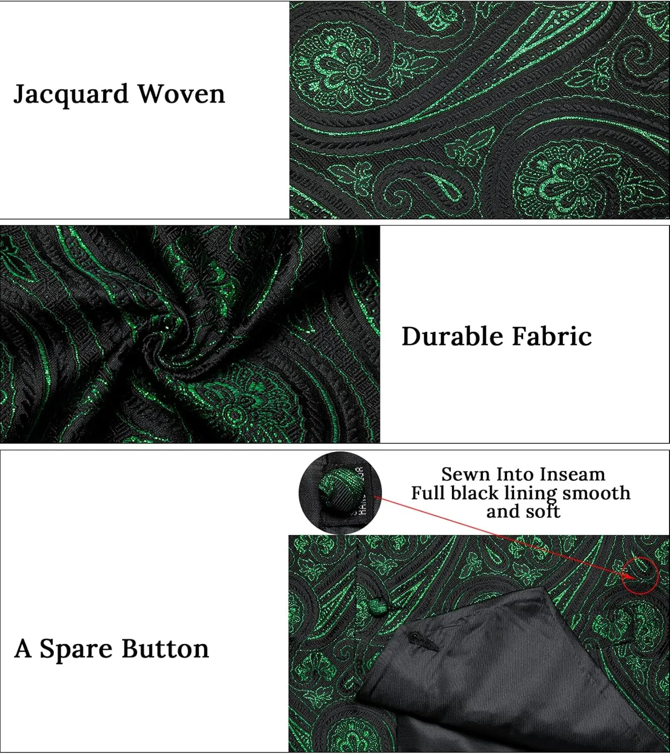 DiBanGu Men's Silk Paisley Vest and Necktie Set 6PCS Pre-tied Bow Tie Formal Waistcoat for Wedding Party