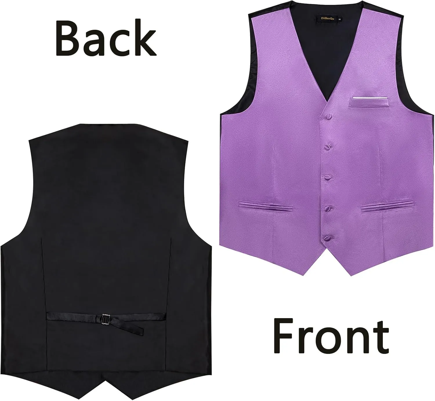 DiBanGu Mens Suit Vest and Tie Set Solid Color Satin Waistcoat Necktie Wedding Party Casual Dress Vest for Tuxedo