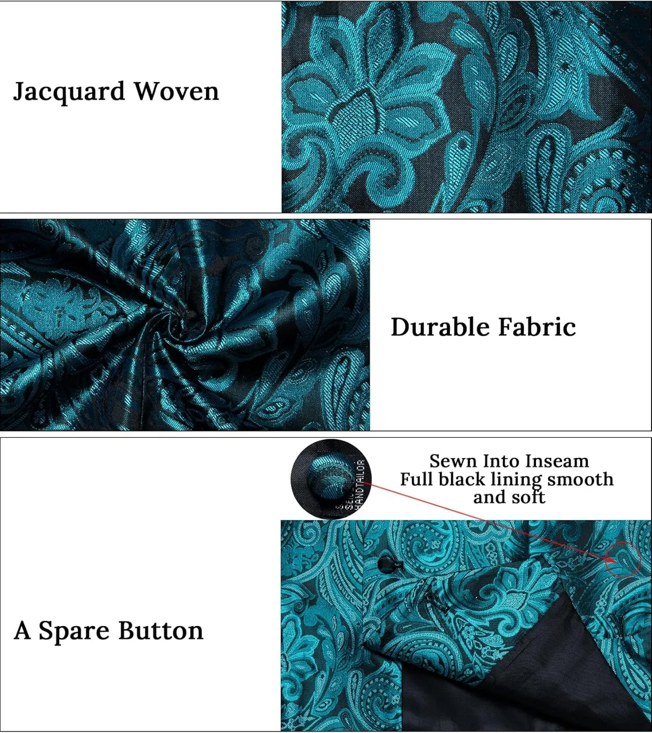 DiBanGu Mens Vest Tie Set 7PCS Silk Paisley Suit Waistcoat and Necktie Hankerchief Cufflinks Lapel Pin Set for Wedding Party