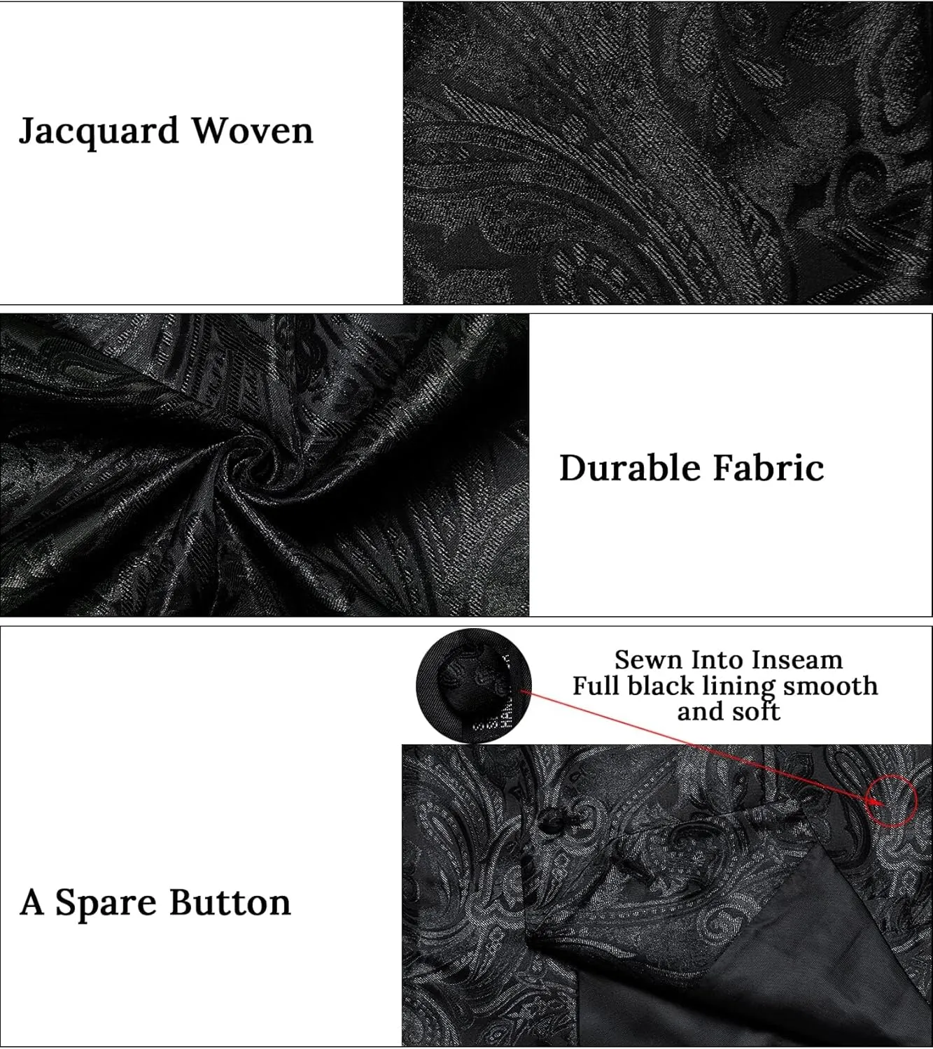 DiBanGu Mens Vest Tie Set 7PCS Silk Paisley Suit Waistcoat and Necktie Hankerchief Cufflinks Lapel Pin Set for Wedding Party