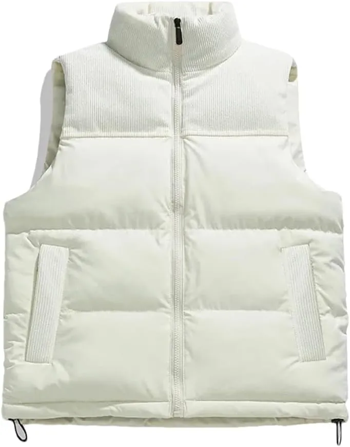 Dninmim Mens Outdoors Vests Cotton-Padded Men's Winter Vest Warm Hooded Waistcoat Casual Male Coats Vests