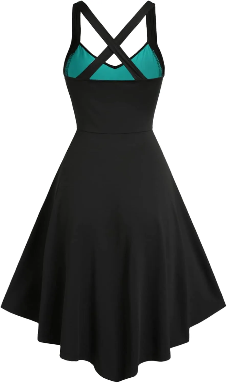 DRESSFO Women's 2025 Fall Casual Dress Sleeveless V Neck Gothic Dress Tiered A Line Flowy Wrap Dress