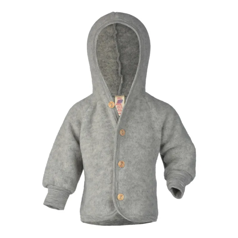 Engel Hooded Jacket With Wooden Buttons Light Grey