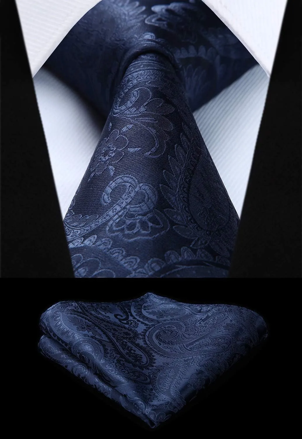 Enlision Mens Vest Tie Set Paisley Vest and Necktie Pocket Square 3pc Formal Dress Waistcoat for Suit or Tuxedo