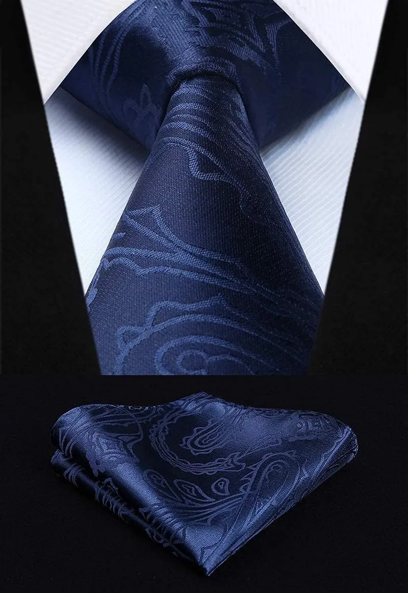 Enlision Mens Vest Tie Set Paisley Vest and Necktie Pocket Square 3pc Formal Dress Waistcoat for Suit or Tuxedo