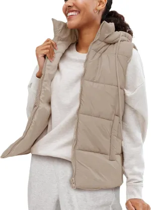 EsheSy Women's Puffer Vest with Removable Hood Sleeveless Full Zip Quilted Down Jacket