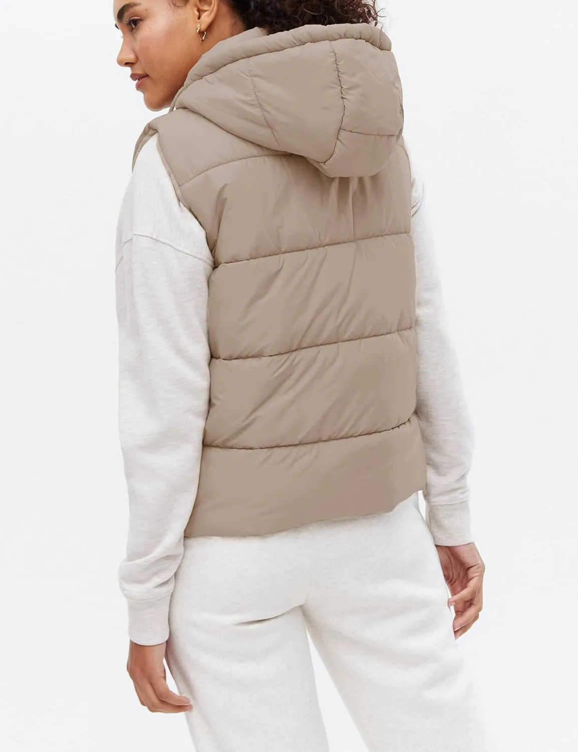 EsheSy Women's Puffer Vest with Removable Hood Sleeveless Full Zip Quilted Down Jacket