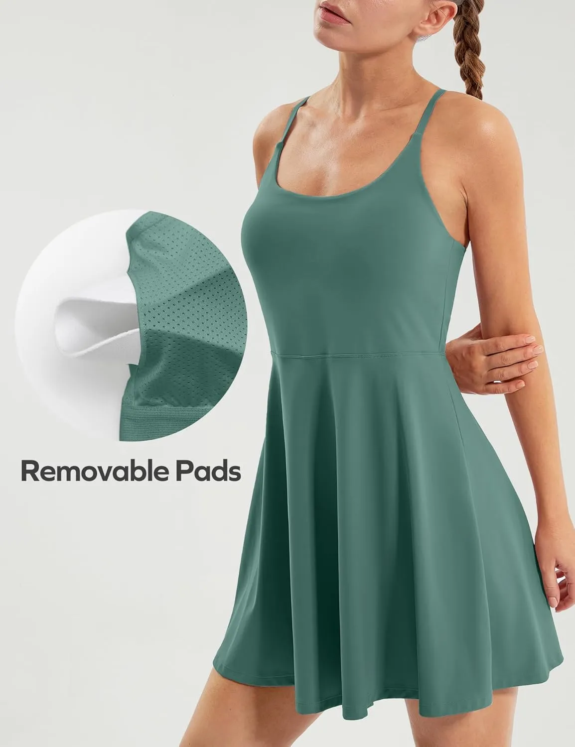 Ewedoos Tennis Dress Womens Athletic Dress Built in Shorts & Bra Adjustable Straps Workout Exercise Golf Summer Dress