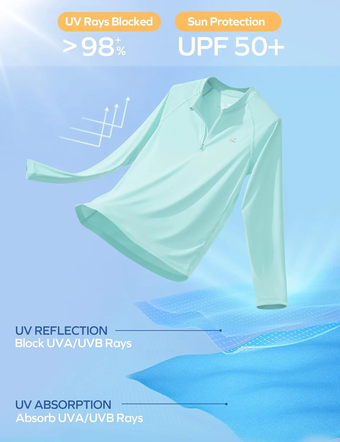 Ewedoos UPF50  Boys Swim Shirt Rash Guard Long Sleeve Quick Dry Sun Shirts Kids Boys Fishing Shirt for Summer Outdoor