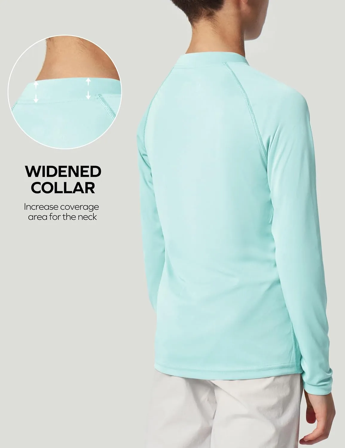 Ewedoos UPF50  Boys Swim Shirt Rash Guard Long Sleeve Quick Dry Sun Shirts Kids Boys Fishing Shirt for Summer Outdoor
