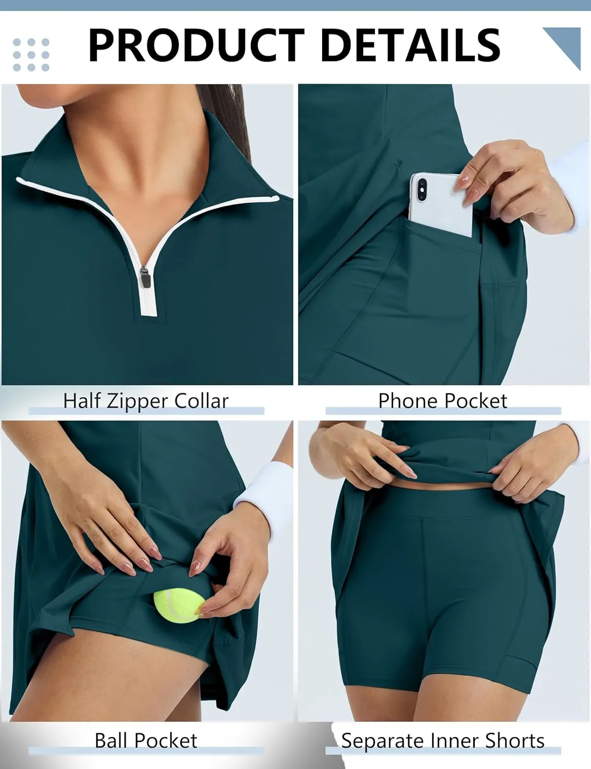 Fengbay Tennis Dresses for Women,Golf Dress with Shorts and Pockets for Athletic Dress Sleeveless Workout Dress